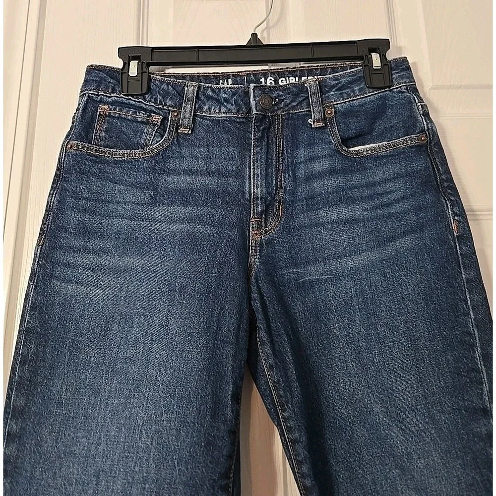 GAP Kids Girls Girlfriend Jeans Distressed Stretch Blue Denim Pants Size‎ 16